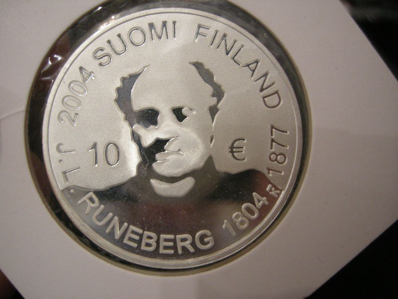 (afbeelding voor) 10 Euro Finland 2004 Proof Johan Ludvig Runeberg
